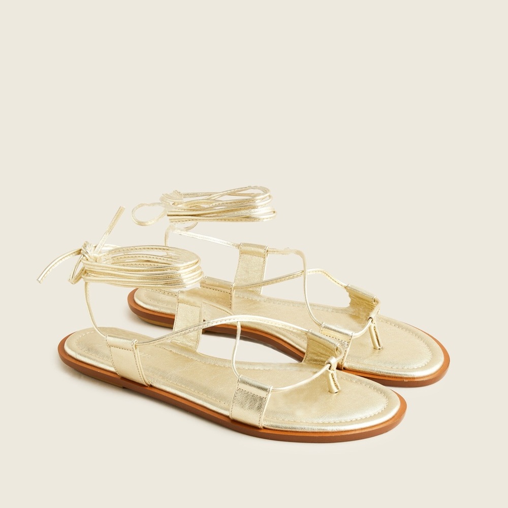 J. Crew NIB Leather Metallic Lace Up Gladiator Style‎ Sandals
